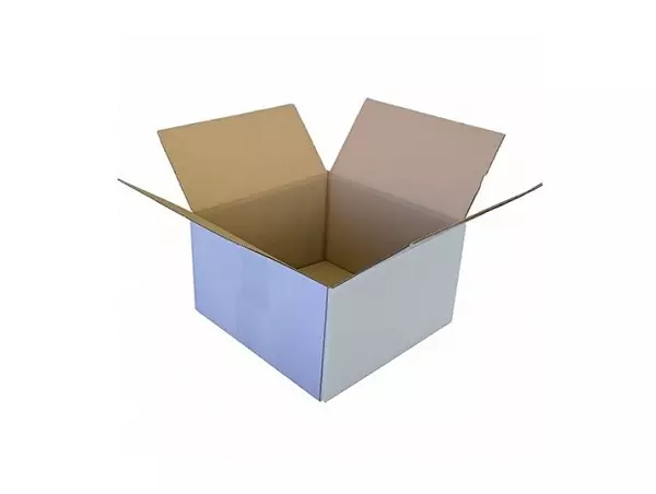 Amerikaanse vouwdoos enkele golf vierkant 250x250x150mm wit