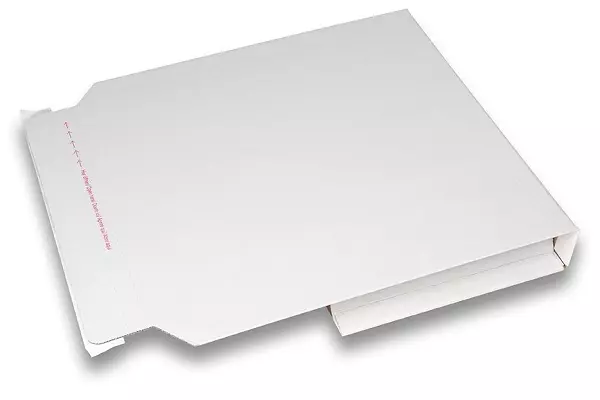 Wikkeldoos met plakstrip enkele golf wit 302x215x5-73mm