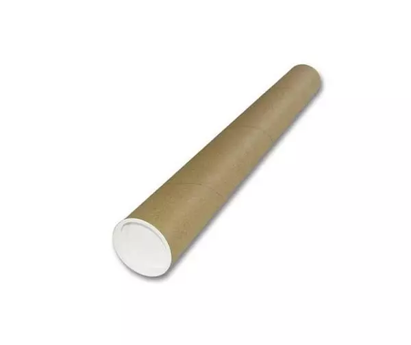 Verzendkoker 55cm rond Ø5cm bruin +2 doppen wit