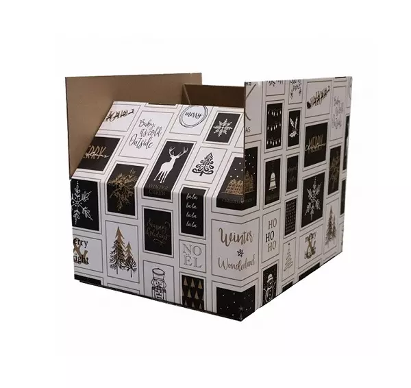 Kerstdoos frames black gold 490x390x200mm